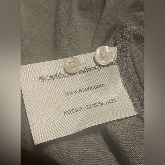 Esprit Women’s Gray Button Down Long Sleeve Shirt - Unique Stitching | Size 12 - Picture 7 of 9